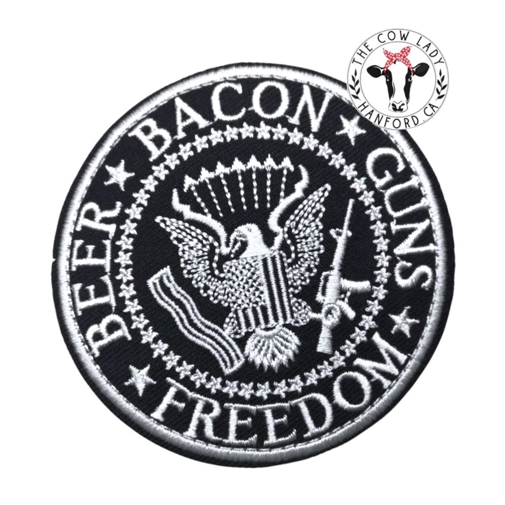United States Beer Bacon Freedom Black USA Round American Embroidery Patch NEW
